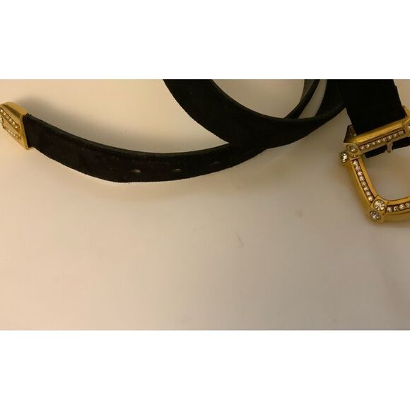 Avignon Vintage Black suede Leather Gold buckle  Belt Size L - Picture 2 of 9